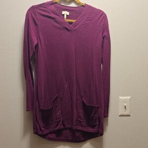 LOGO by Lori Goldstein V-Neck Purple Tunic